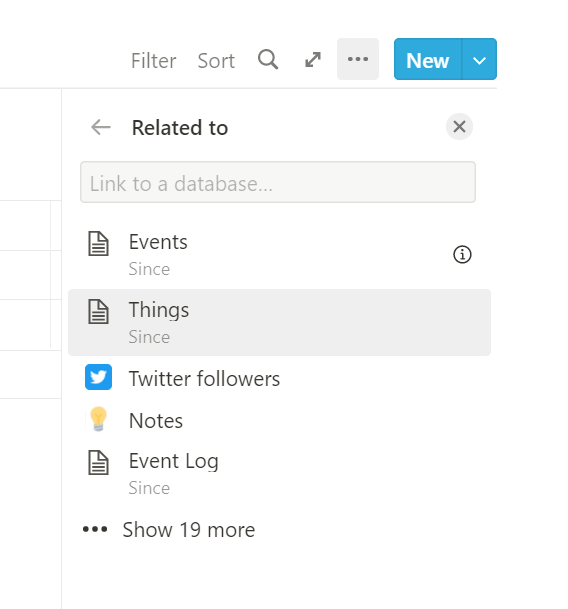 Select the Things database to relate it to