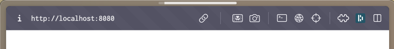 A loading indicator for http://localhost:8080 in the Arc web browser